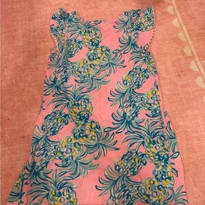 Lilly Pulitzer Pink Top with Blue and Yellow Tropical Detail